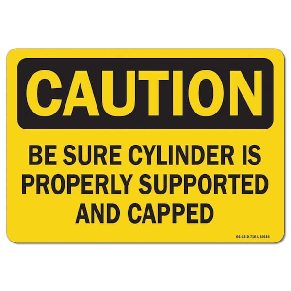OSHA, Sure Cylinder Is Properly Supported & Capped, 5in X 3.5in, 10PK, 3.5" W, 5" L, Landscape, PK10